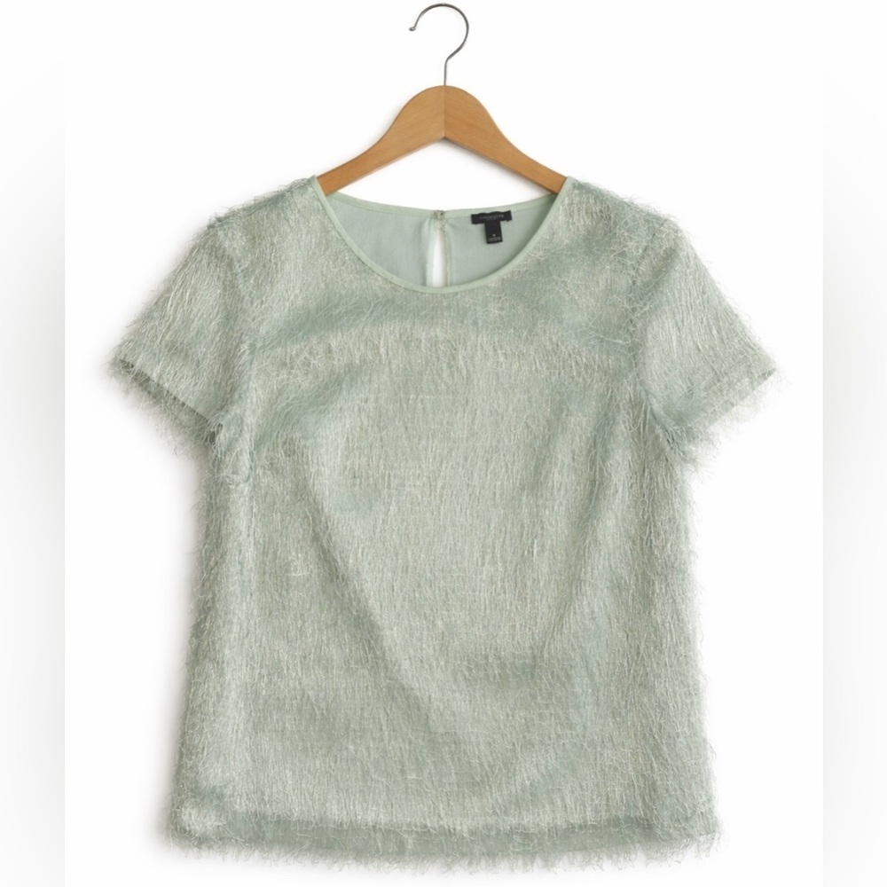 Fringe Blouse Ann Taylor  Mint Green Size 8 NWT